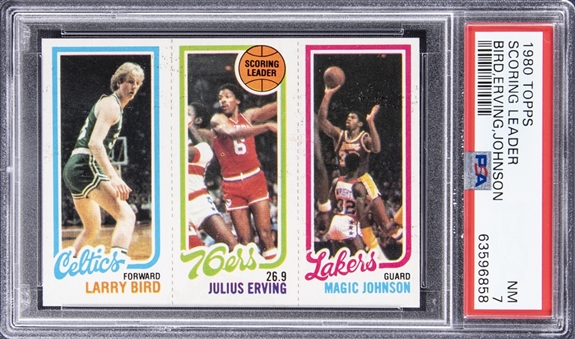 1980 Topps Bird/Erving/Johnson Rookie Card - PSA NM 7